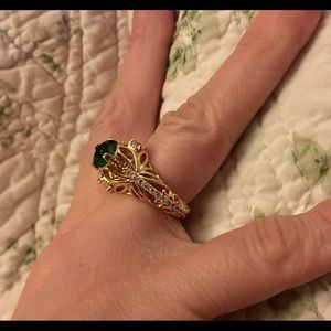 Vintage Style Fashion Gold Plated Emerald Ring 6